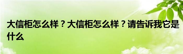 大信柜怎么样？大信柜怎么样？请告诉我它是什么