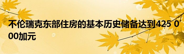 不伦瑞克东部住房的基本历史储备达到425 000加元