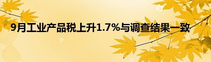 9月工业产品税上升1.7%与调查结果一致