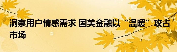 洞察用户情感需求 国美金融以“温暖”攻占市场