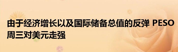 由于经济增长以及国际储备总值的反弹 PESO周三对美元走强