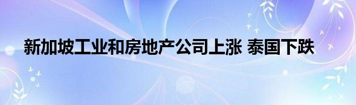 新加坡工业和房地产公司上涨 泰国下跌