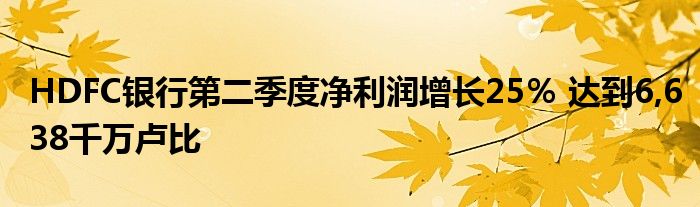 HDFC银行第二季度净利润增长25％ 达到6,638千万卢比