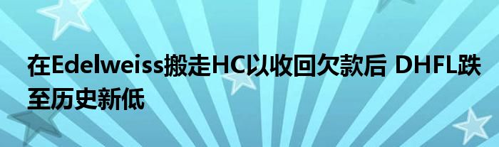 在Edelweiss搬走HC以收回欠款后 DHFL跌至历史新低