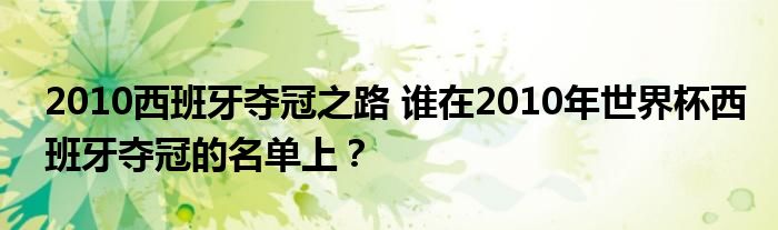 2010西班牙夺冠之路 谁在2010年世界杯西班牙夺冠的名单上？