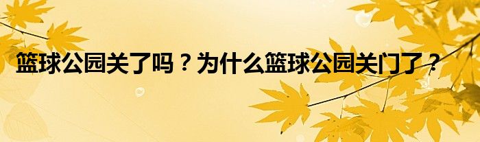 篮球公园关了吗？为什么篮球公园关门了？