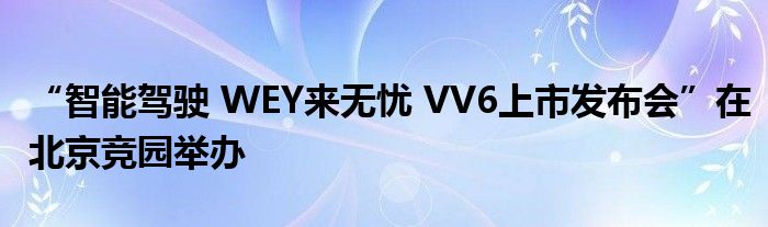 “智能驾驶 WEY来无忧 VV6上市发布会”在北京竞园举办