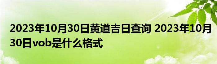 2023年10月30日黄道吉日查询 2023年10月30日vob是什么格式