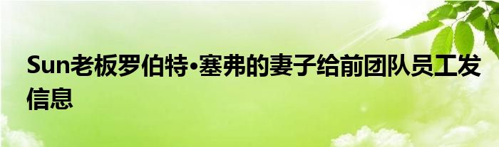 Sun老板罗伯特·塞弗的妻子给前团队员工发信息