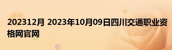 202312月 2023年10月09日四川交通职业资格网官网