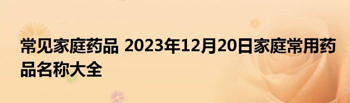 常见家庭药品 2023年12月20日家庭常用药品名称大全