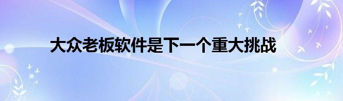 大众老板软件是下一个重大挑战