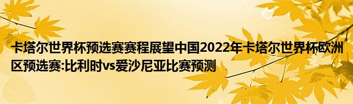 卡塔尔世界杯预选赛赛程展望中国2022年卡塔尔世界杯欧洲区预选赛:比利时vs爱沙尼亚比赛预测