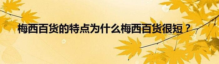 梅西百货的特点为什么梅西百货很短？