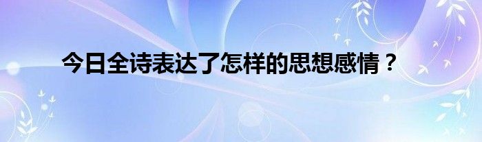 今日全诗表达了怎样的思想感情？